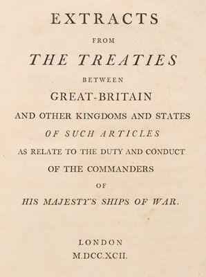 Lot 322 - Gostling (George, compiler). Extracts from the Treaties between Great-Britain and other Kingdoms and States, 1792