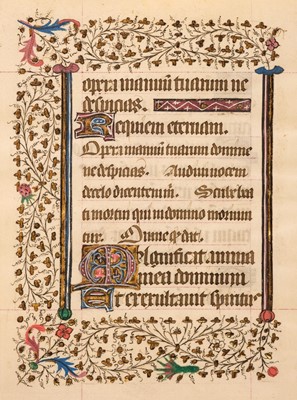 Lot 225 - Book of Hours. A single vellum leaf from an illuminated Latin Book of Hours, Rouen(?), c.1480