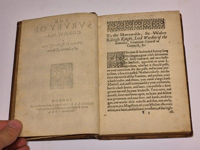 Lot 266 - Carew (Richard). The Survey of Cornwall, 1st edition, 1602