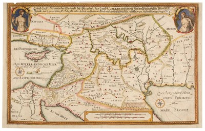 Lot 167 - Holy Land. Boechler (G. A.), Land tafel darinnen die gegendt das Paradijs...., circa 1660