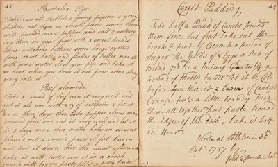 Lot 285 - Irish Manuscript Receipts Book. A manuscript receipts book kept by Mary Sproule, c. 1787-1816