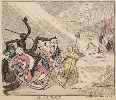 Lot 133 - Gillray (James). The Sick Prince, Piccadilly: S. W. Fores, June 16th, 1787