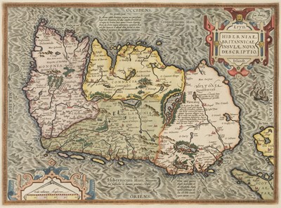 Lot 175 - Ireland. Ortelius (Abraham), Eryn. Hiberniae Britannicae Insulae nova descriptio, 1592