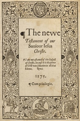 Lot 250 - Bible [English]. The Holy Byble, conteynyng the olde and newe Testament, 1575