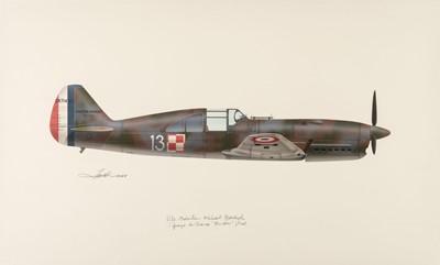 Lot 273 - Valo (John). Caudron 714, 1/145 Armee De L'Air Mike Gladych, a unique profile painting