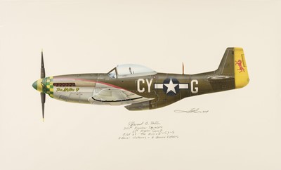 Lot 275 - Valo (John). North American P51 D Mustang "The Millie G", a unique profile painting