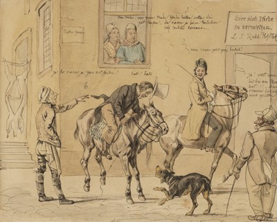 Lot 83 - Ruhl (Ludwig Sigismund, 1794-1887). Horses for Rent, caricature, watercolour