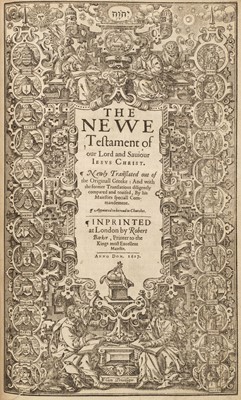 Lot 272 - Bible [English]. The Holy Bible, containing the Old Testament and the New..., 1617