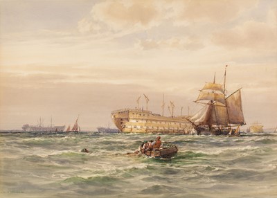 Lot 192 - Wilde Parsons (Arthur). Hulks at Anchor, 1896