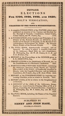 Lot 336 - Newark Elections. Newark Elections for 1790, 1826, 1829, and 1830, circa 1830