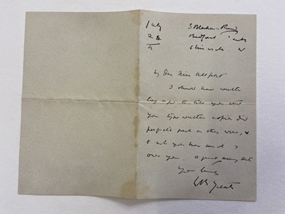 Lot 222 - Yeats (William Butler, 1865-1939). Autograph Letter Signed, 24 July [1894]