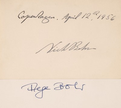 Lot 226 - Bohr (Niels, 1885-1962). Autograph Signature, ‘Niels Bohr, Copenhagen, April 12 1956’