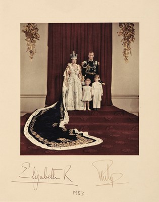 Lot 155 - Elizabeth II (1926-2022) & Prince Philip (1921-2021). Signed Christmas Card, 1953