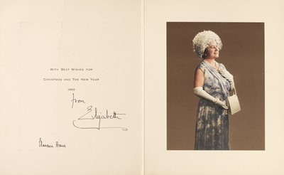 Lot 161 - Elizabeth Queen Mother (1900-2002). A pair of signed Christmas Cards, 1965 & 1972