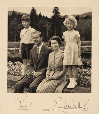 Lot 154 - Elizabeth II (1926-2022) & Prince Philip (1921-2021). Signed Christmas Card, 1955