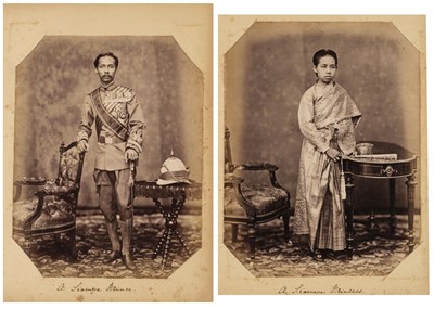 Lot 106 - Thailand. King Rama V (1853-1910) and one of his wives, a pair of albumen prints, c. 1880