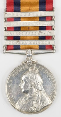 Lot 162 - Boer War. A Queen's South Africa Medal to Private J. Holland, 13th Hussars, killed in action