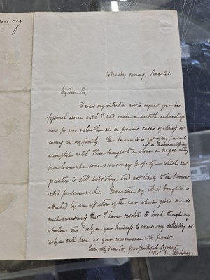 Lot 198 - Quincey (Thomas De, 1785-1859). Autograph Letter Signed, ‘Thos. De Quincey’, [?1837]
