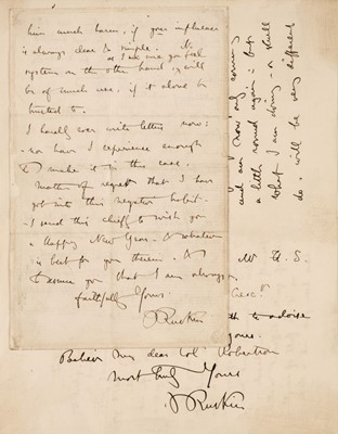 Lot 200 - Ruskin (John, 1819-1900). Two Autograph Letters Signed, paper watermarked 1859 & 1860