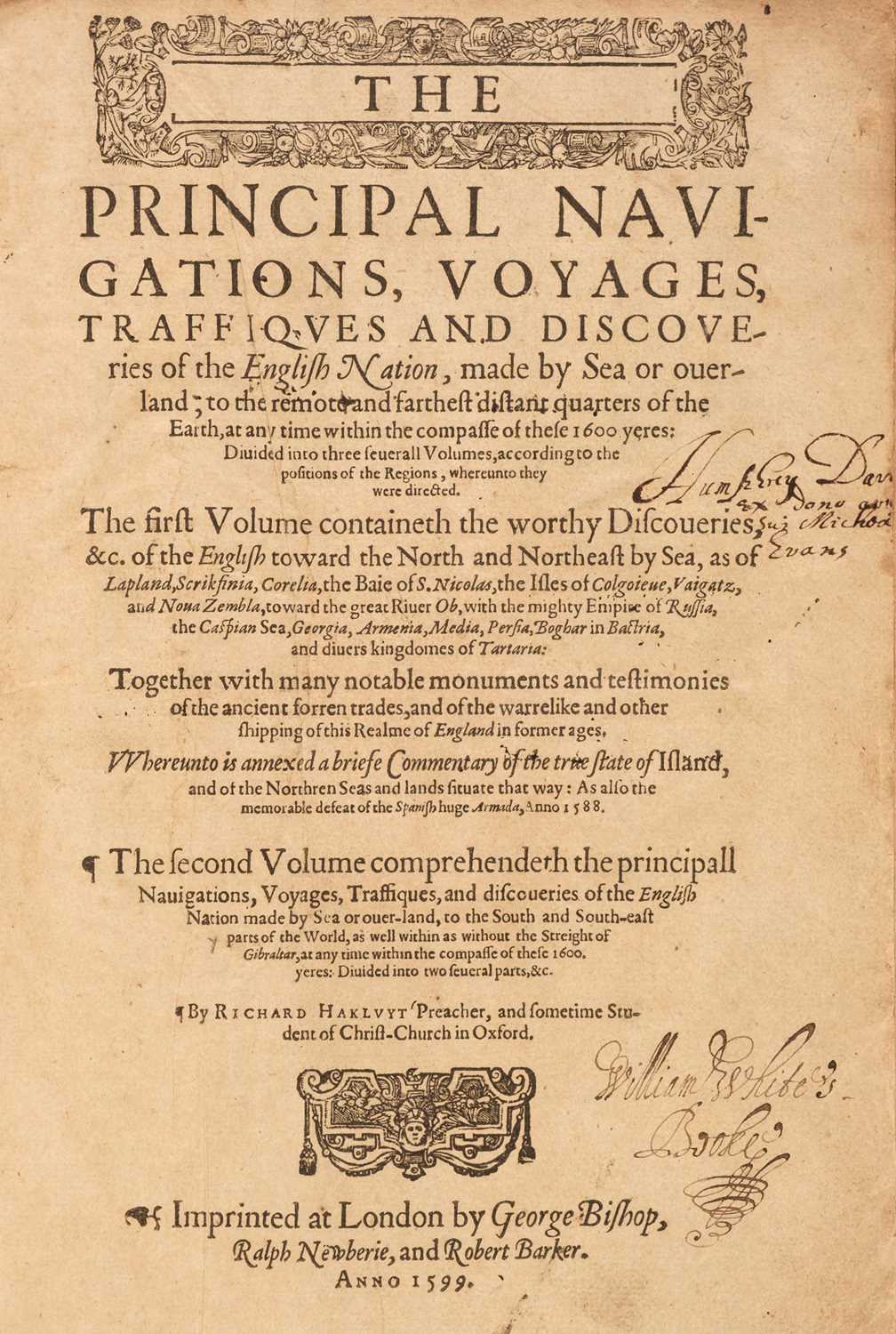 265 - Hakluyt (Richard). The Principal Navigations, Voyages, Traffiques..., 1599