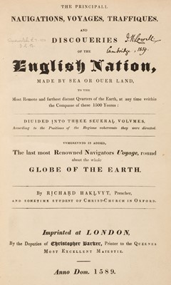 Lot 259 - Hakluyt (Richard). The Principall Navigations, Voiages and Discoveries of the English Nation..., 1589