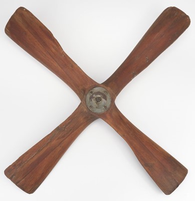 Lot 369 - Propeller. A WWII four-blade wooden generator propeller