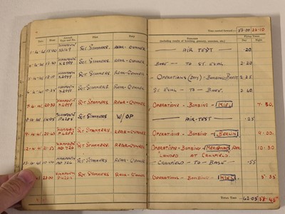 Lot 248 - Logbook. Flight Lieutenant D. Walker, 44 Squadron, Royal Air Force, 51 operations