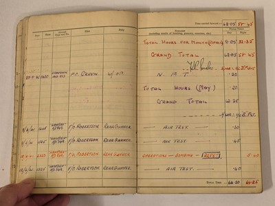 Lot 248 - Logbook. Flight Lieutenant D. Walker, 44 Squadron, Royal Air Force, 51 operations