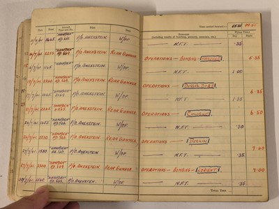 Lot 248 - Logbook. Flight Lieutenant D. Walker, 44 Squadron, Royal Air Force, 51 operations