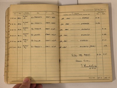Lot 248 - Logbook. Flight Lieutenant D. Walker, 44 Squadron, Royal Air Force, 51 operations