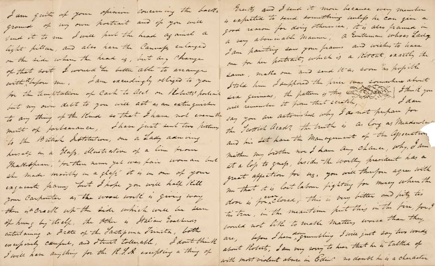 Lot 177 - Lauder (Robert Scott, 1803-1869). Autograph Letter Signed, 'R. S. Lauder', 15 January 1840