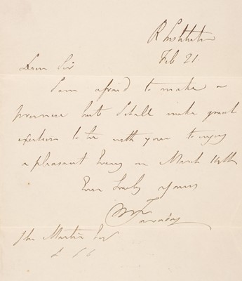 Lot 163 - Faraday (Michael, 1791-1867). Autograph Letter Signed, c. 1820s