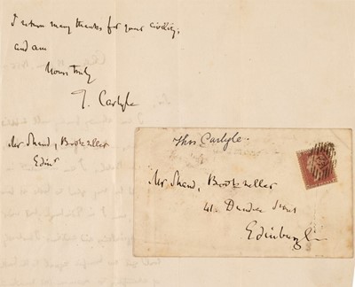 Lot 136 - Carlyle (Thomas, 1795-1881) Autograph Letter Signed, ‘T. Carlyle’, Chelsea, 15 June 1855