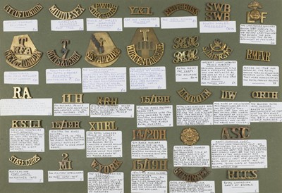 Lot 53 - Shoulder Titles. A good collection of regimental brass shoulder titles for regiments and corps