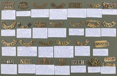 Lot 53 - Shoulder Titles. A good collection of regimental brass shoulder titles for regiments and corps