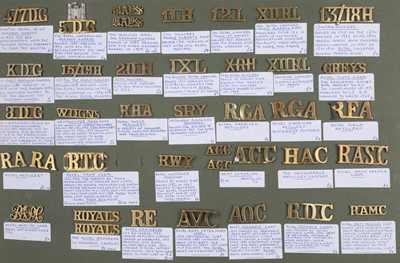 Lot 53 - Shoulder Titles. A good collection of regimental brass shoulder titles for regiments and corps
