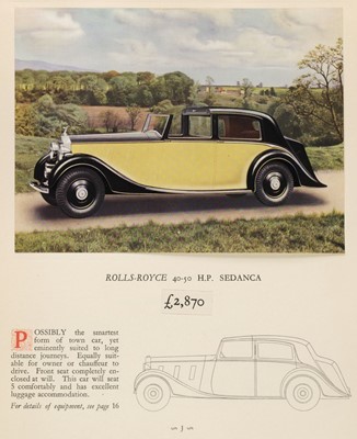 Lot 16 - Rolls Royce. Motoring brochure for the 40-50 H.P. Rolls Royce Phantom III, 1930