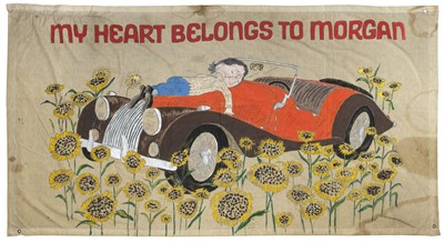 Lot 13 - Morgan Motor Company. A humerous painted cloth banner