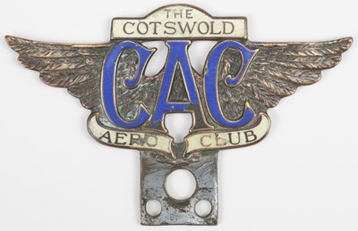 Lot 333 - Car Badge. Cotswold Aero Club, an early pre-war members' car badge