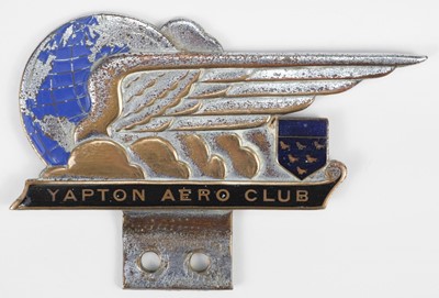 Lot 343 - Car Badge. Yapton Aero Club, early pre-war members car badge for the Sussex aerodrome circa 1920s