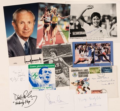 Lot 223 - Athletics. A collection of approximately 45 ink signatures, 20th century