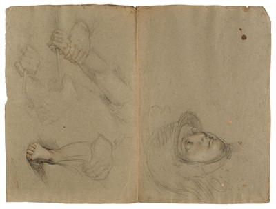 Lot 5 - Circle of Guido Reni (1575-1642). Head of a Youth, and Study of a female hand.., and two others