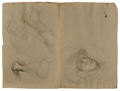 Lot 5 - Circle of Guido Reni (1575-1642). Head of a Youth, and Study of a female hand.., and two others