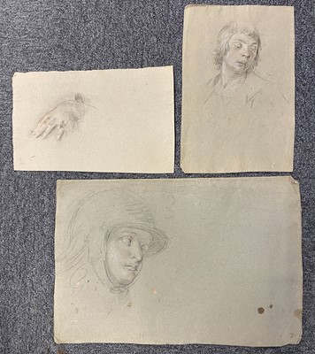 Lot 5 - Circle of Guido Reni (1575-1642). Head of a Youth, and Study of a female hand.., and two others