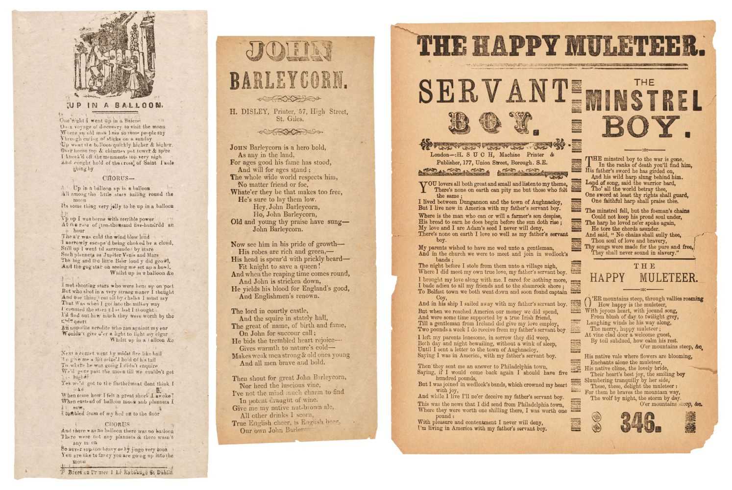 Lot 261 - Broadside Ballads. A group of 16 broadside