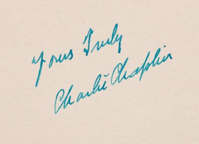 Lot 139 - Chaplin (Charles, 1889-1977) Ink signature, c. 1952