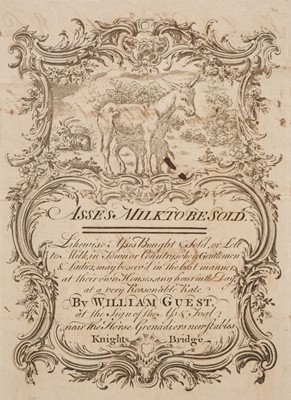 Lot 315 - Trade Advertisement. Asses Milk to be Sold..., [1794]