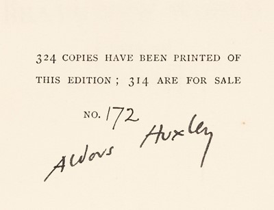 Lot 630 - Huxley (Aldous). Brave New World, limited signed edition, 1932