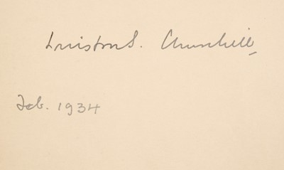 Lot 230 - Churchill (Winston Leonard Spencer, 1874-1965). Ink signature, 1934