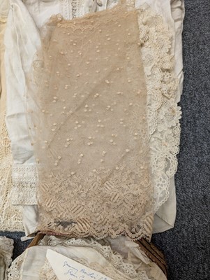 Lot 454 - Lace. A collection of lace and embroidered items, 19th-early 20th century